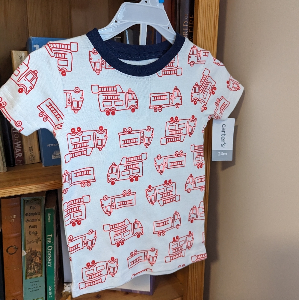 Carter's 24 M Toddler Baby T-shirt And Pants Combination Set Fire Truck Design